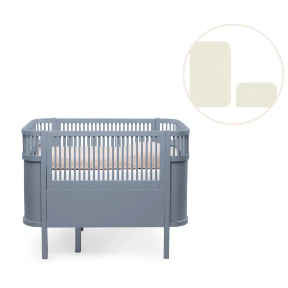 Baby & Jr. seng - Forest lake blue med madras