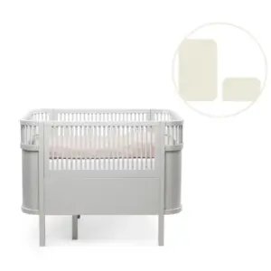 Baby & Jr. seng - Stone grå med madras