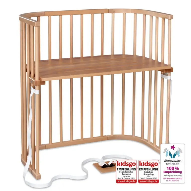 Babybay Boxspring Bedside Crib - Natural Varnished