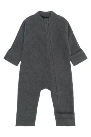 Bomuld Fleece Baby Dragt - Anthracite Melange - 80