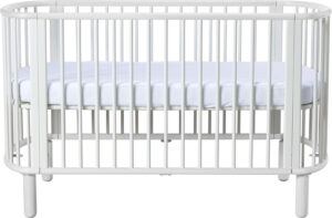 Cot bed F. Wht 140x70cm F.Wht. Beech Railing & Legs