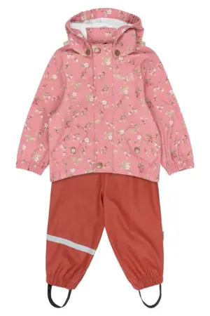 Dai Regnsæt m. Seler - Dusty Rose Strawberry AOP - 98 CM