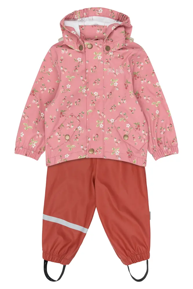 Dai Regnsæt m. Seler - Dusty Rose Strawberry AOP - 98 CM