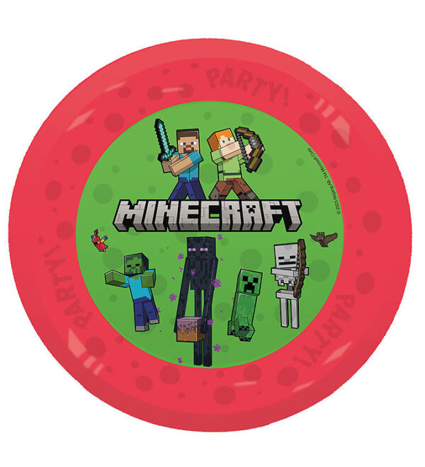 Decorata Party Plastik Tallerken - 4-pak - 21cm - Minecraft