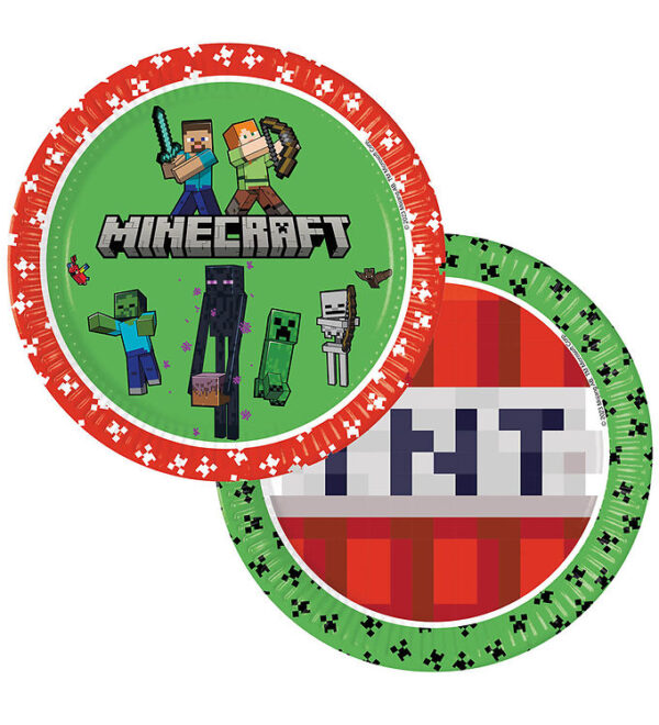 Decorata Party Tallerken - 8-pak - 23cm - Minecraft