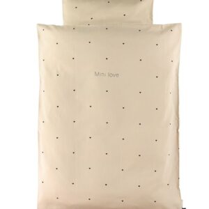 Design Letters Sengetøj - Junior - 100x140 cm - Beige m. Hjerter