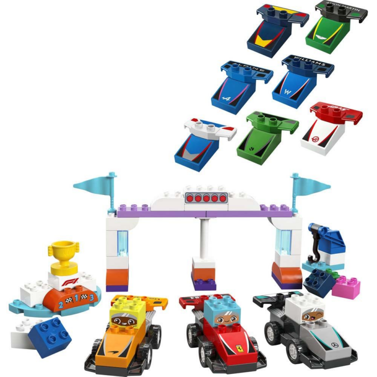 Duplo F1 -teams med racerbiler og kørere