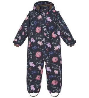 En Fant Flyverdragt - Ebony m. Blomster/Flæser