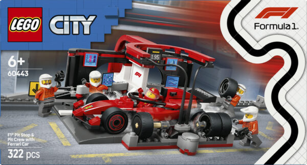 F1pitstop og Pitcrew med Ferrari-bil