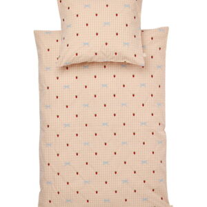 Flöss Sengetøj - Baby - Dolly - 70x100 cm - Berry/Bow Gingham