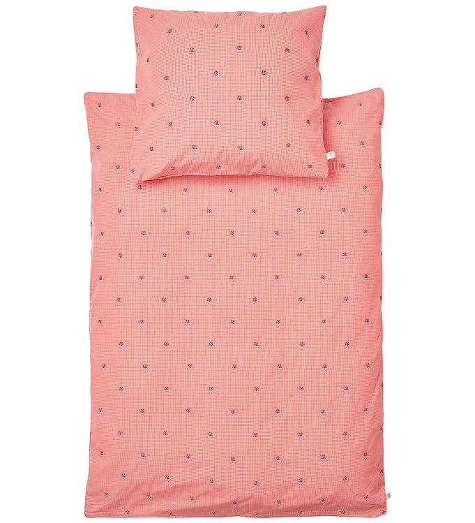 Flöss Sengetøj - Baby - Pink Rose Gingham