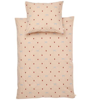 Flöss Sengetøj - Junior - Dolly - 100x140 cm - Berry/Bow Gingham