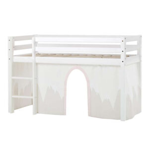 Hoppekids ECO Dream - Halvhøj Seng m. WINTER WONDERLAND Forhæng - 70x160 cm. - Ikke Delbar