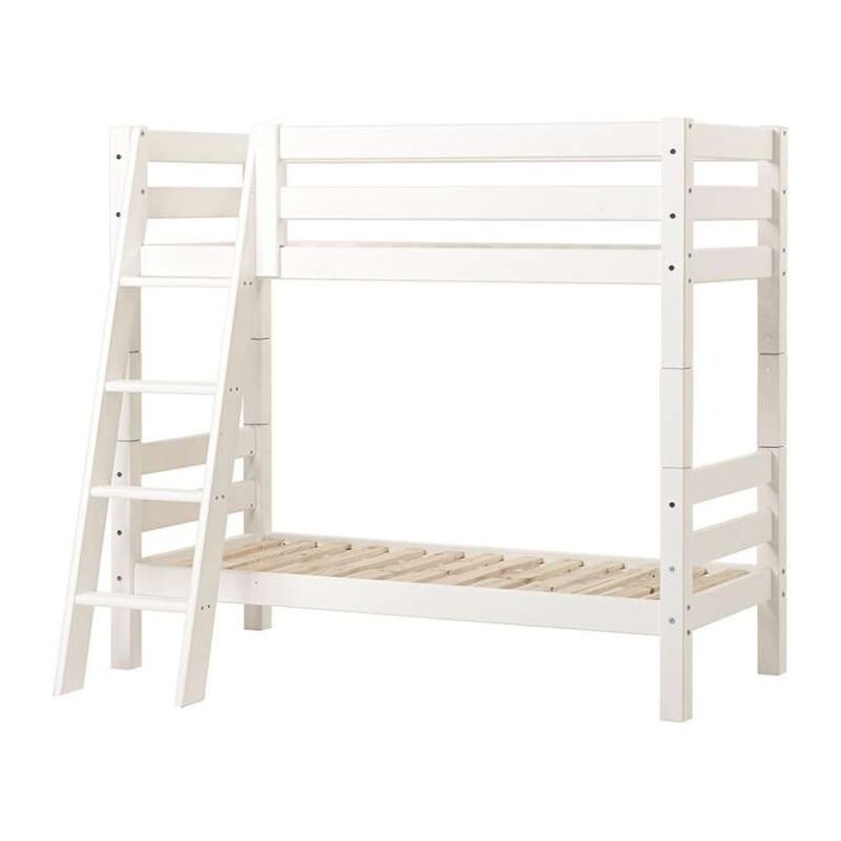 Hoppekids ECO Luxury - Køjeseng - 150 cm. - Skrå Stige - Flere Størrelser - Hvid