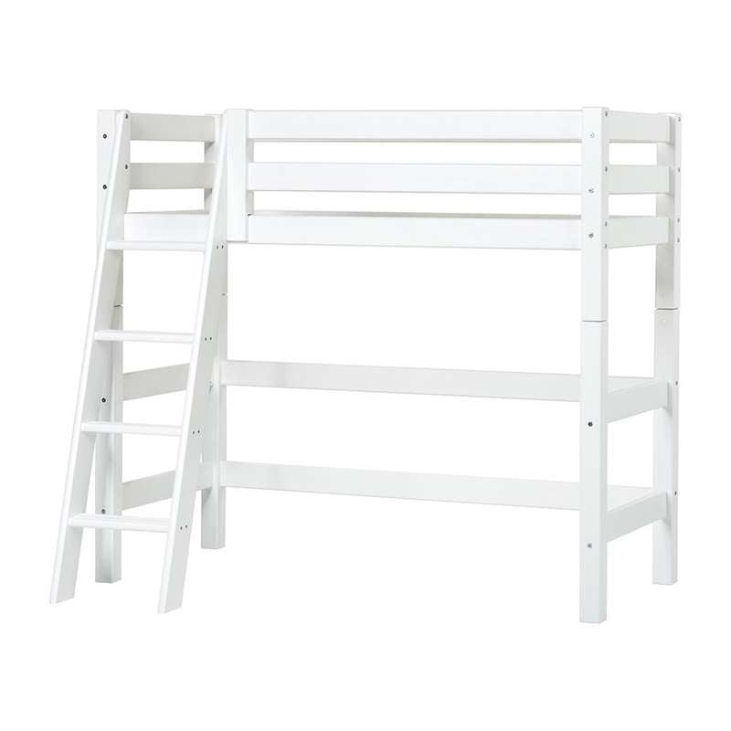 Hoppekids ECO Luxury - Mellemhøj Seng - Skrå Stige - Flere Størrelser - Hvid