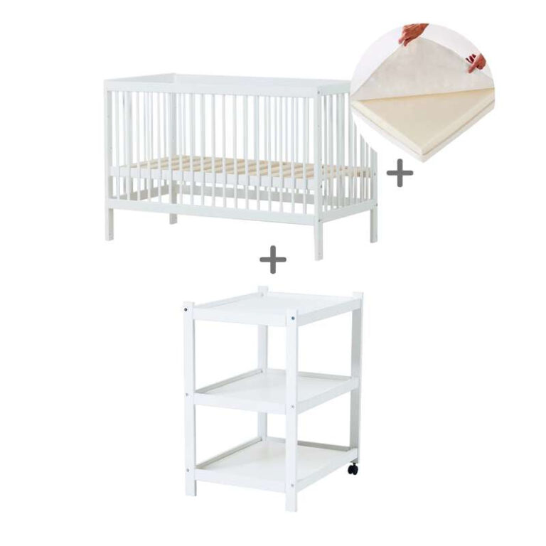 Hoppekids IDA-MARIE Bundle - Babyseng m. Hørmadras og IDA-MARIE Puslebord