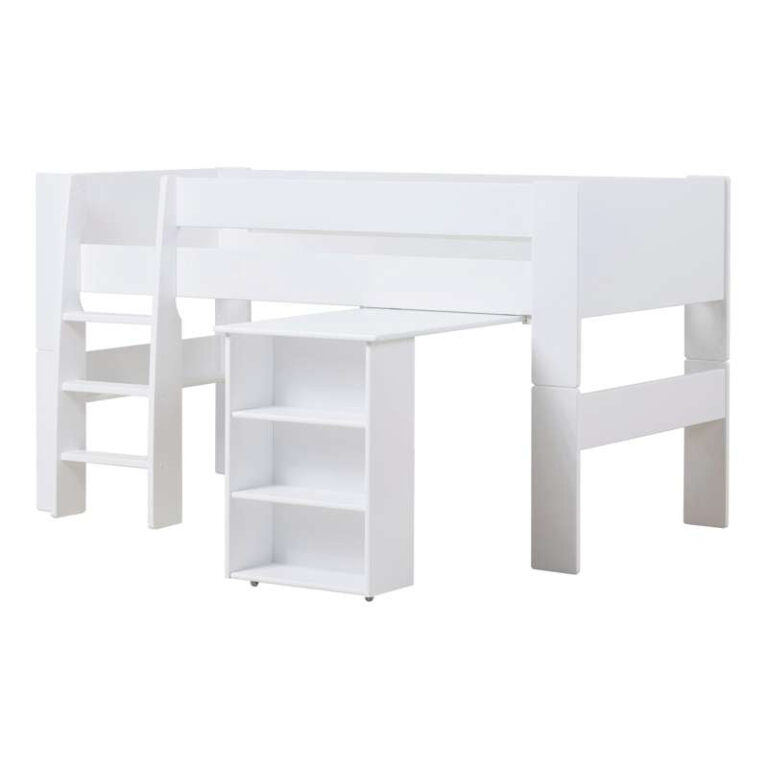 Hoppekids PURE - Halvhøj Seng m. Skrivebord - 90x200 cm - Hvid