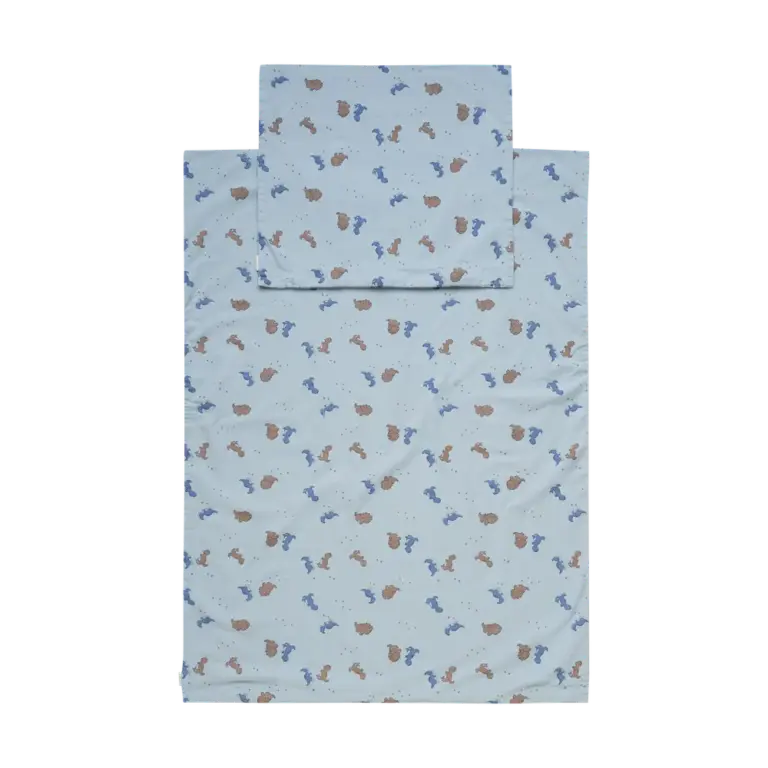 Junior Sengetøj 100x140, Dino Blue Fog
