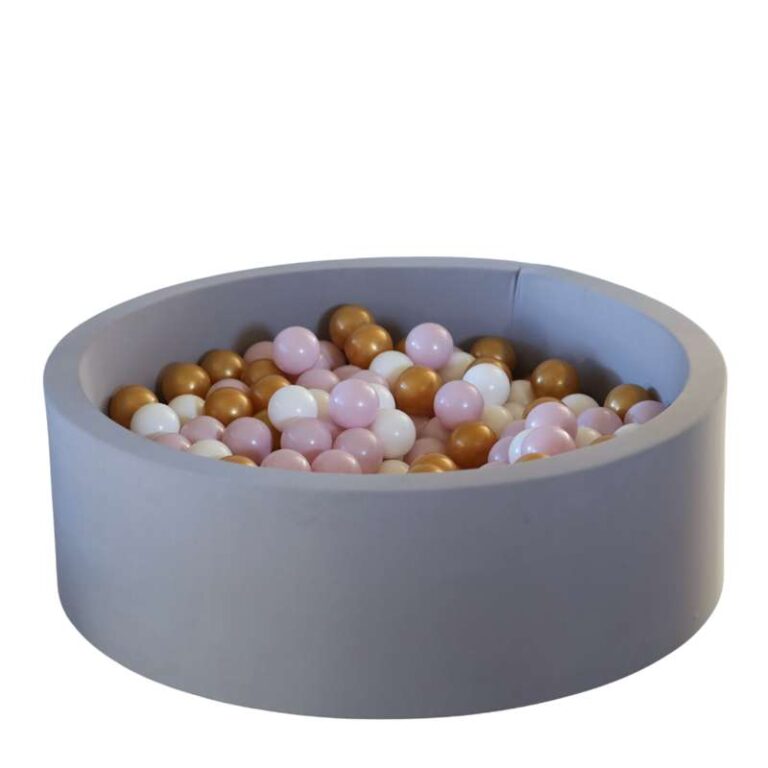 Kid'oh Boldbassin - Grå - m. 300 Bolde - White/Golden/Pink Pearl