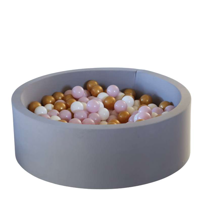 Kid'oh Boldbassin - Grå - m. 300 Bolde - White/Golden/Pink Pearl