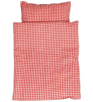 Krea Dukkesengetøj m. Madras - Rød/Hvidternet