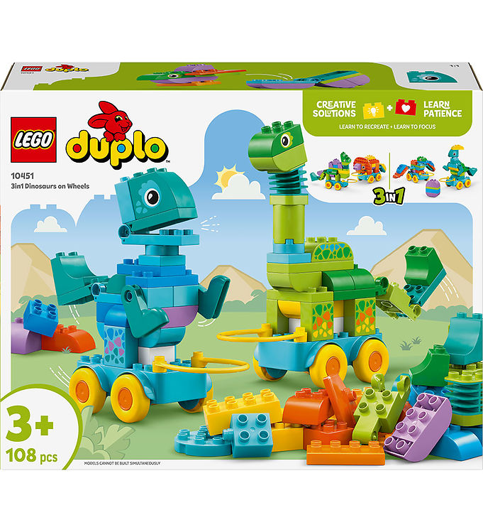 LEGOÂ® DUPLOÂ® - 3-I-1-Dinosaurer På Hjul 10451 - 108 Dele