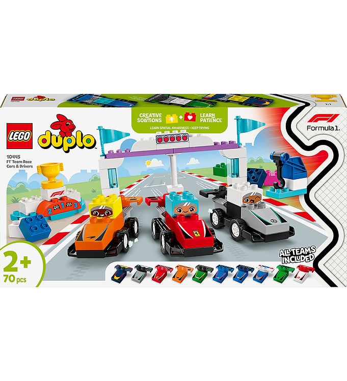 LEGOÂ® DUPLOÂ® - F1Â®-teams m. Racerbiler og Kørere 10445 - 70 Dele