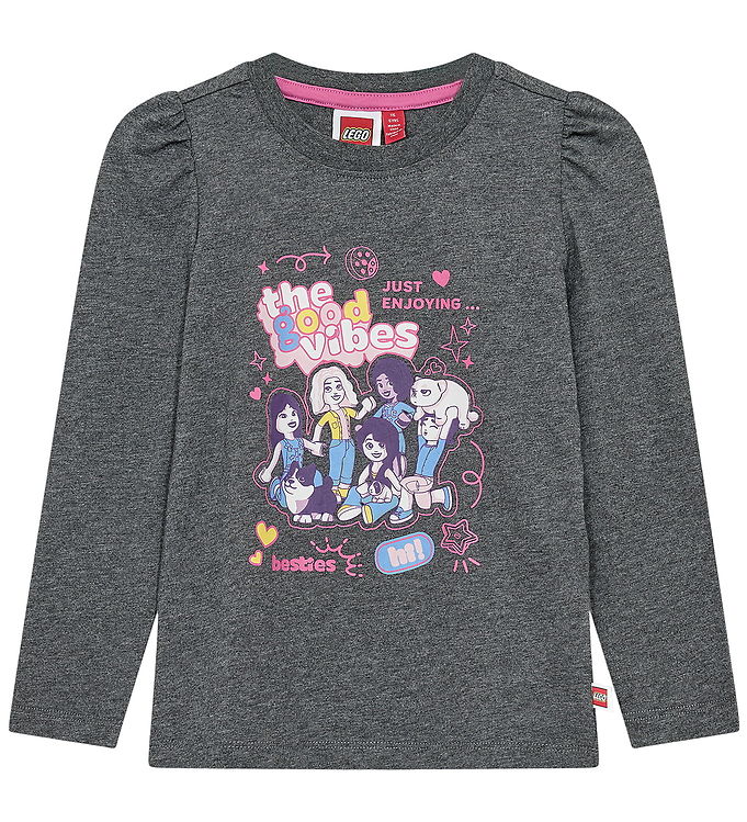 LEGOÂ® Friends Bluse - LWTuna 600 - Mørkegråmeleret m. Print