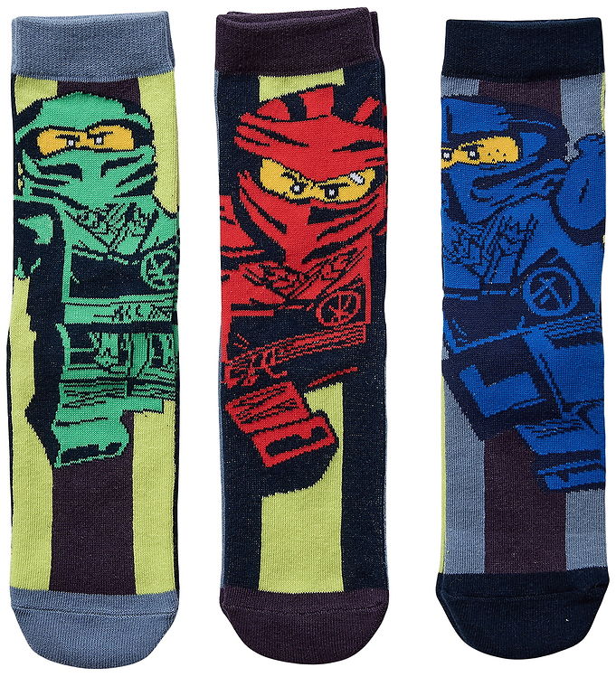 LEGOÂ® Ninjago Strømper - 3-pak - LWAkio 709 - Blå/Rød/Gul/Grøn