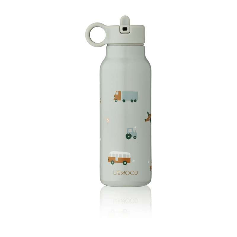Liewood Falk Drikkeflaske - Rustfrit Stål - 350ml - Vehicles/Dove Blue Mix