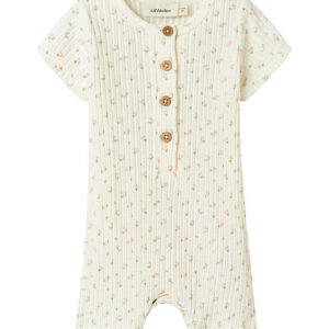 Lil' Atelier Sommerdragt - Rib - NbfHulla - Coconut Milk m. Blom