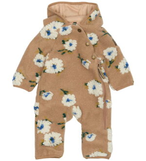 Mikk-Line Fleecedragt - Chipmunk m. Blomster