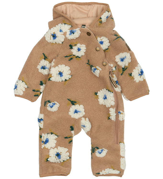 Mikk-Line Fleecedragt - Chipmunk m. Blomster