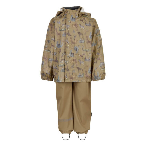 Mikk-Line - PU Regntøj w. susp. - Olive Gray - 86