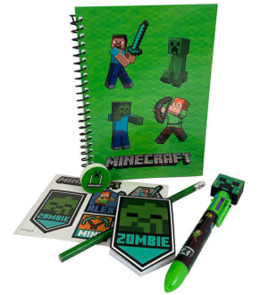 Minecraft Skrivesæt m. Multicolor Pen - Grøn/Sort