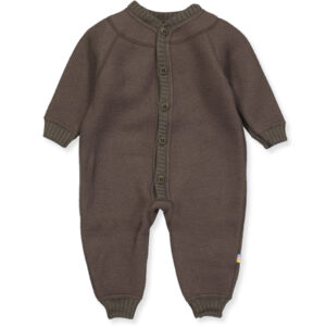 Mørkebrun merino uld fleecedragt (100 cm)