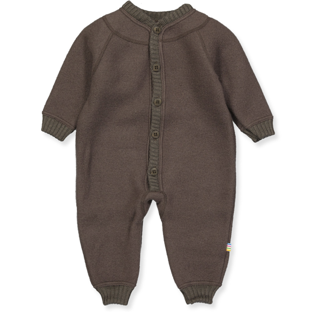 Mørkebrun merino uld fleecedragt (100 cm)