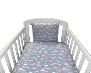 NM Baby Sengelinned - Denim Enhjørning og Regnbue