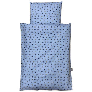 NM Junior Sengesæt - Lyseblå m/ Blå Traktorer