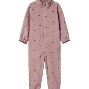 Name It Fleecedragt - NmnSpektra - Woodrose m. Hjerter