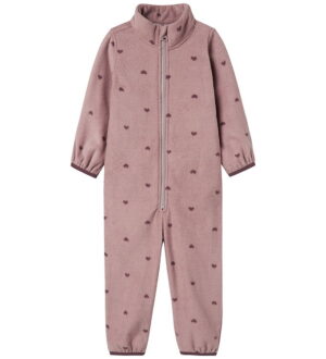 Name It Fleecedragt - NmnSpektra - Woodrose m. Hjerter
