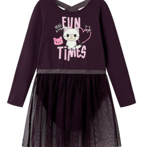 Name It Gymnastikdragt - NmfJustine - Plum Perfect m. Katte