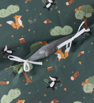 Nørgaard Madsens Sengetøj - Baby - Grøn m. Ræve