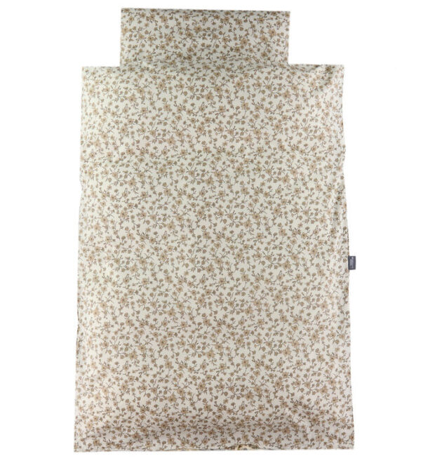 Nørgaard Madsens Sengetøj - Baby - Hvid/Beige m Blomsterprint