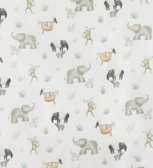 Nørgaard Madsens Sengetøj - Poplin - Baby - Hvid m. Elefanter/Ab
