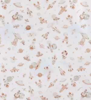 Nørgaard Madsens Sengetøj - Poplin - Junior - Hvid m. Rumrakette