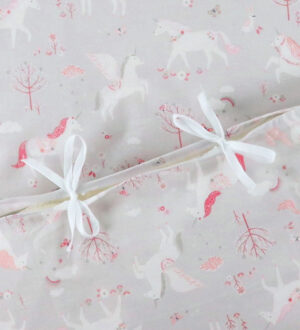 Nørgaard Madsens Sengetøj - Voksen - Grå m. Pink Enhjørninger