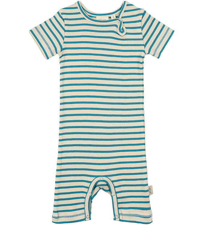 Petit Piao Sommerdragt - Rib - Modal - Turquise/Dark Off White