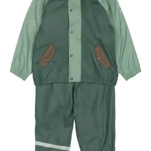 Regnsæt m. Fleece - Balsam green - 98 CM