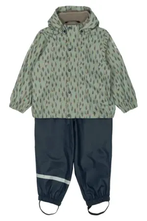Regnsæt m. Fleece - Iceberg green - 5 ÅR